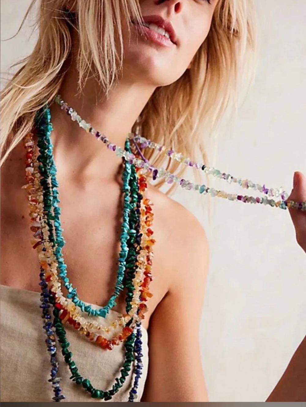 Free People Long Stone Necklace/belly chain NWT
